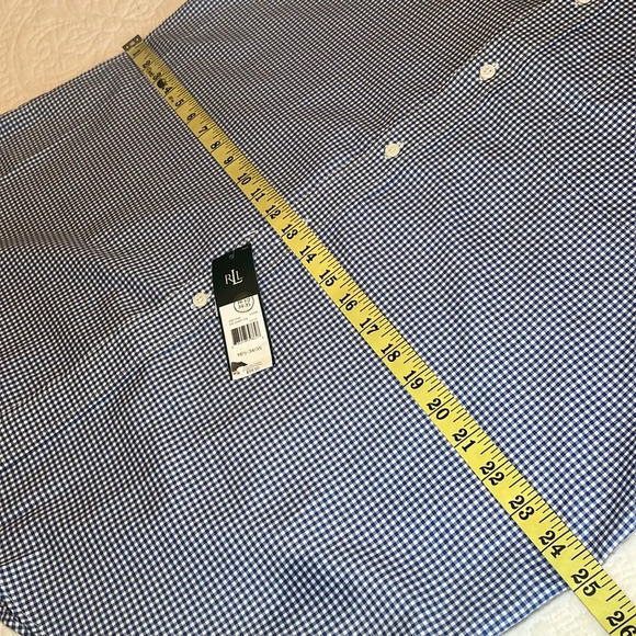 NWT LRL Cotton Dress Shirt Long Sleeve Men's 16.5 34/35 Blue White Check Preppy - Picture 10 of 16